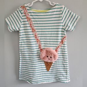 Mini Boden Striped Kids Bag Tunic with Ice Cream
